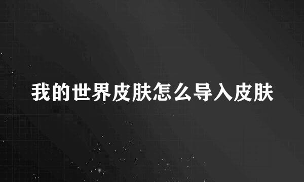 我的世界皮肤怎么导入皮肤