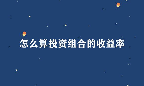 怎么算投资组合的收益率