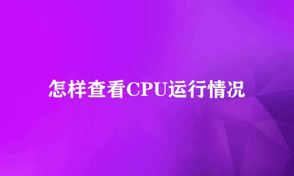 怎样查看CPU运行情况