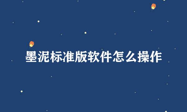 墨泥标准版软件怎么操作
