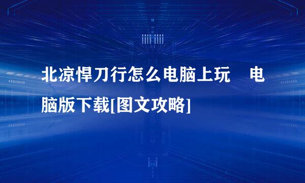 北凉悍刀行怎么电脑上玩♥电脑版下载[图文攻略]