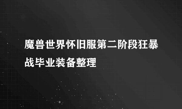 魔兽世界怀旧服第二阶段狂暴战毕业装备整理
