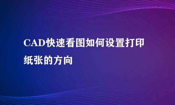 CAD快速看图如何设置打印纸张的方向
