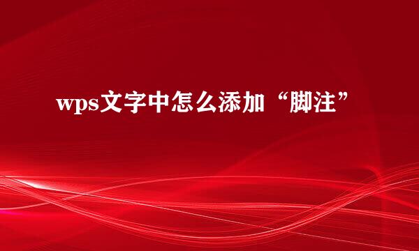 wps文字中怎么添加“脚注”