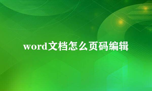 word文档怎么页码编辑