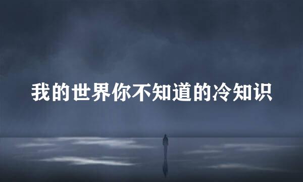 我的世界你不知道的冷知识