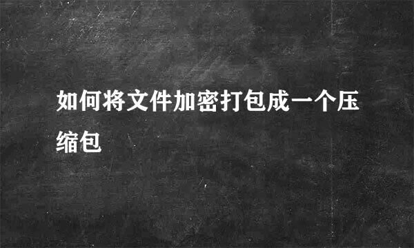 如何将文件加密打包成一个压缩包