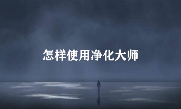 怎样使用净化大师