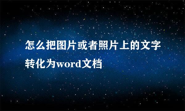 怎么把图片或者照片上的文字转化为word文档