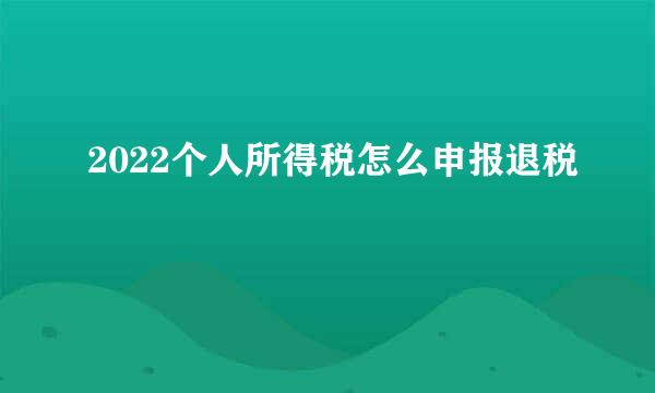 2022个人所得税怎么申报退税