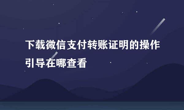 下载微信支付转账证明的操作引导在哪查看