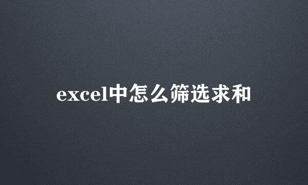 excel中怎么筛选求和