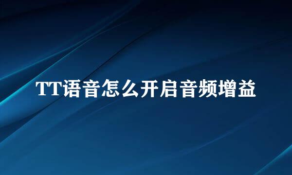 TT语音怎么开启音频增益