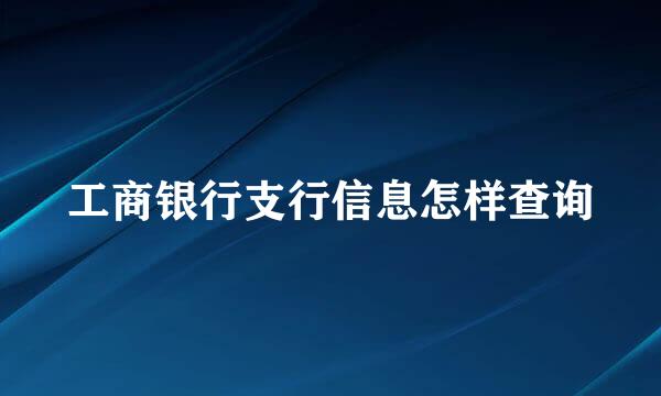工商银行支行信息怎样查询