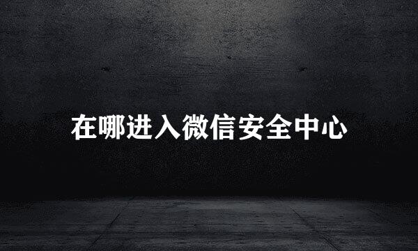 在哪进入微信安全中心