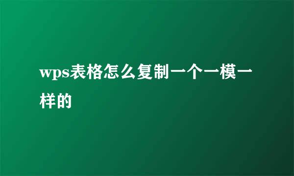 wps表格怎么复制一个一模一样的