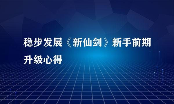 稳步发展《新仙剑》新手前期升级心得