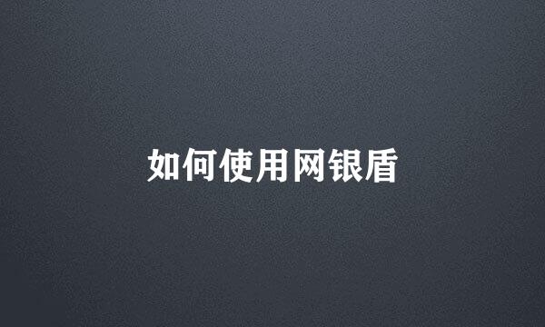 如何使用网银盾