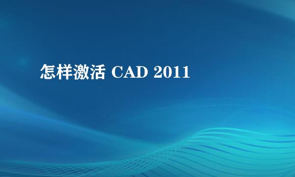 怎样激活 CAD 2011