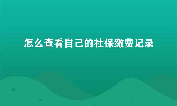 怎么查看自己的社保缴费记录