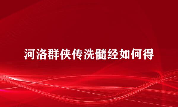 河洛群侠传洗髓经如何得