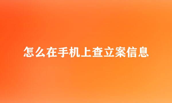 怎么在手机上查立案信息
