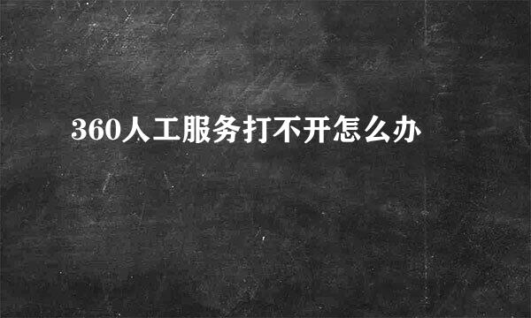 360人工服务打不开怎么办