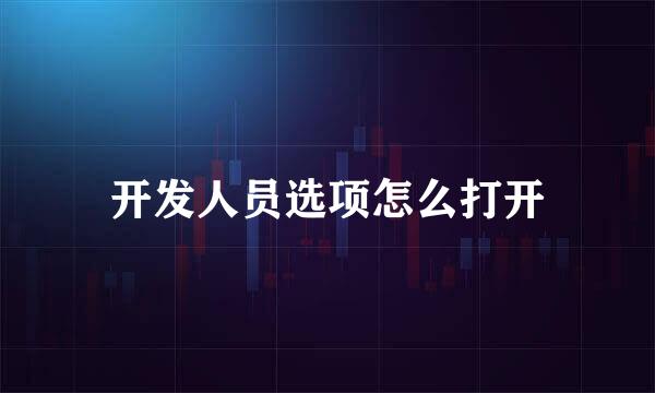 开发人员选项怎么打开