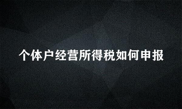 个体户经营所得税如何申报