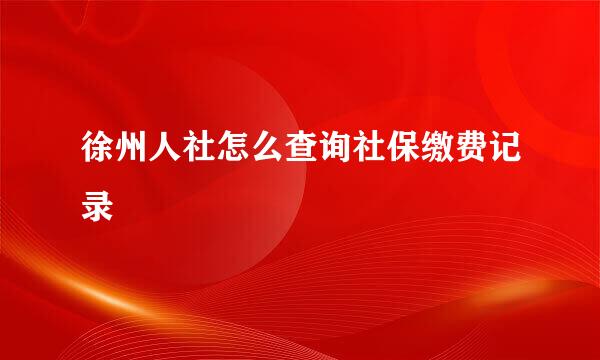 徐州人社怎么查询社保缴费记录
