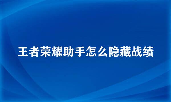 王者荣耀助手怎么隐藏战绩