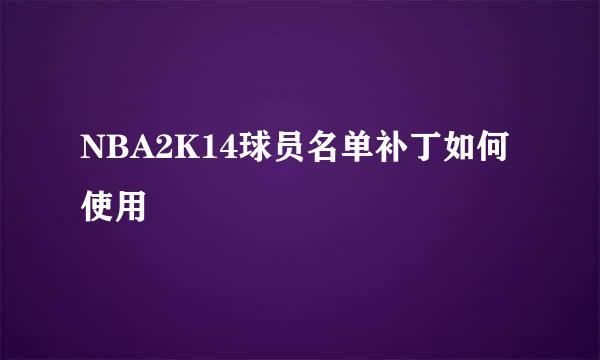 NBA2K14球员名单补丁如何使用