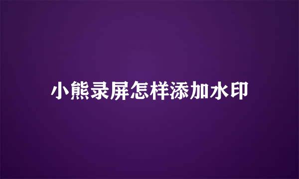 小熊录屏怎样添加水印