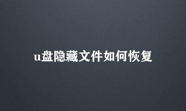 u盘隐藏文件如何恢复