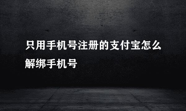 只用手机号注册的支付宝怎么解绑手机号