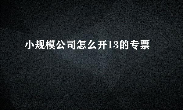 小规模公司怎么开13的专票