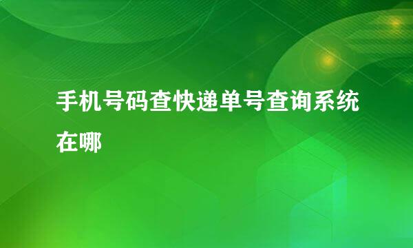 手机号码查快递单号查询系统在哪