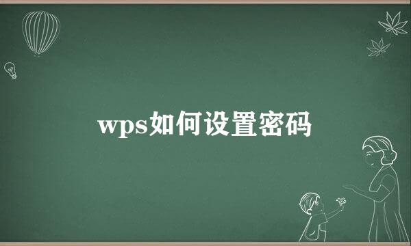 wps如何设置密码