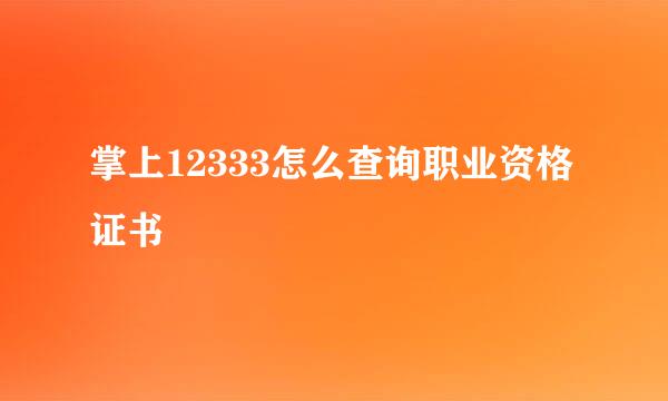 掌上12333怎么查询职业资格证书