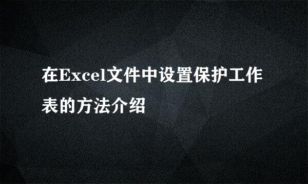 在Excel文件中设置保护工作表的方法介绍