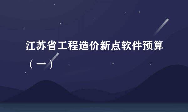 江苏省工程造价新点软件预算（一）