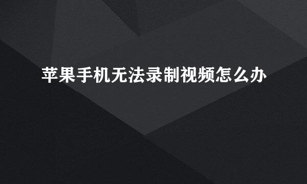 苹果手机无法录制视频怎么办