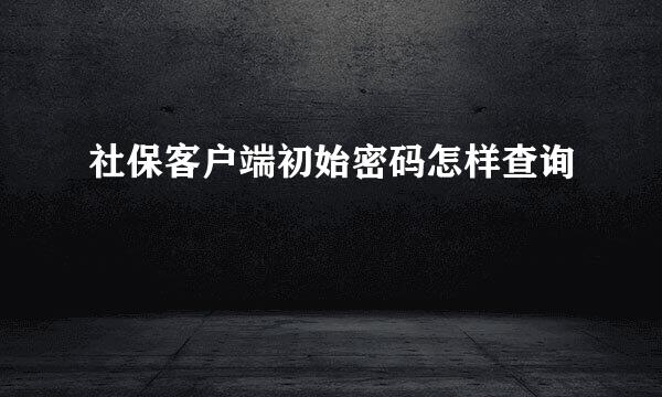 社保客户端初始密码怎样查询