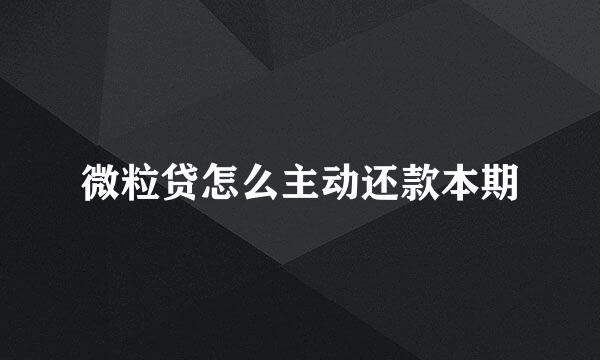 微粒贷怎么主动还款本期