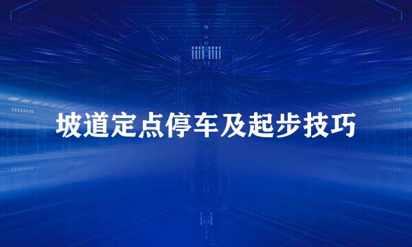 坡道定点停车及起步技巧