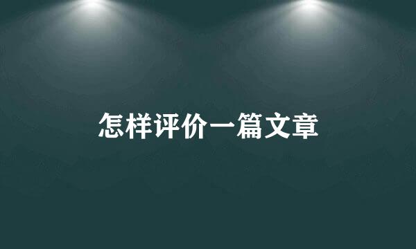 怎样评价一篇文章