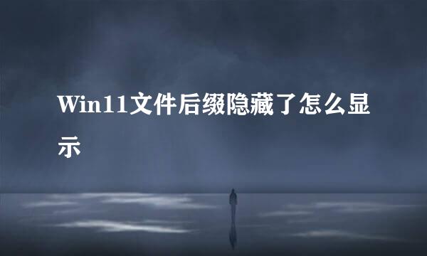 Win11文件后缀隐藏了怎么显示