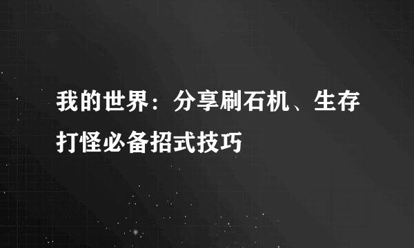 我的世界：分享刷石机、生存打怪必备招式技巧
