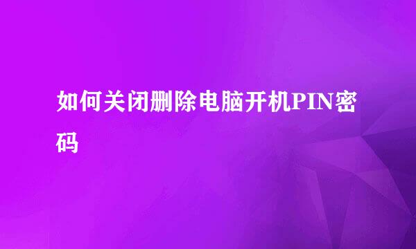 如何关闭删除电脑开机PIN密码