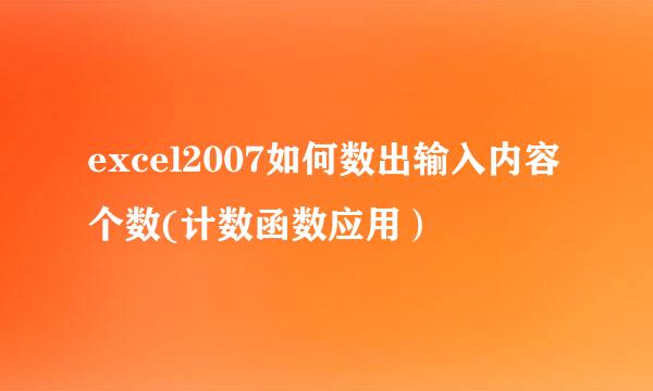 excel2007如何数出输入内容个数(计数函数应用）